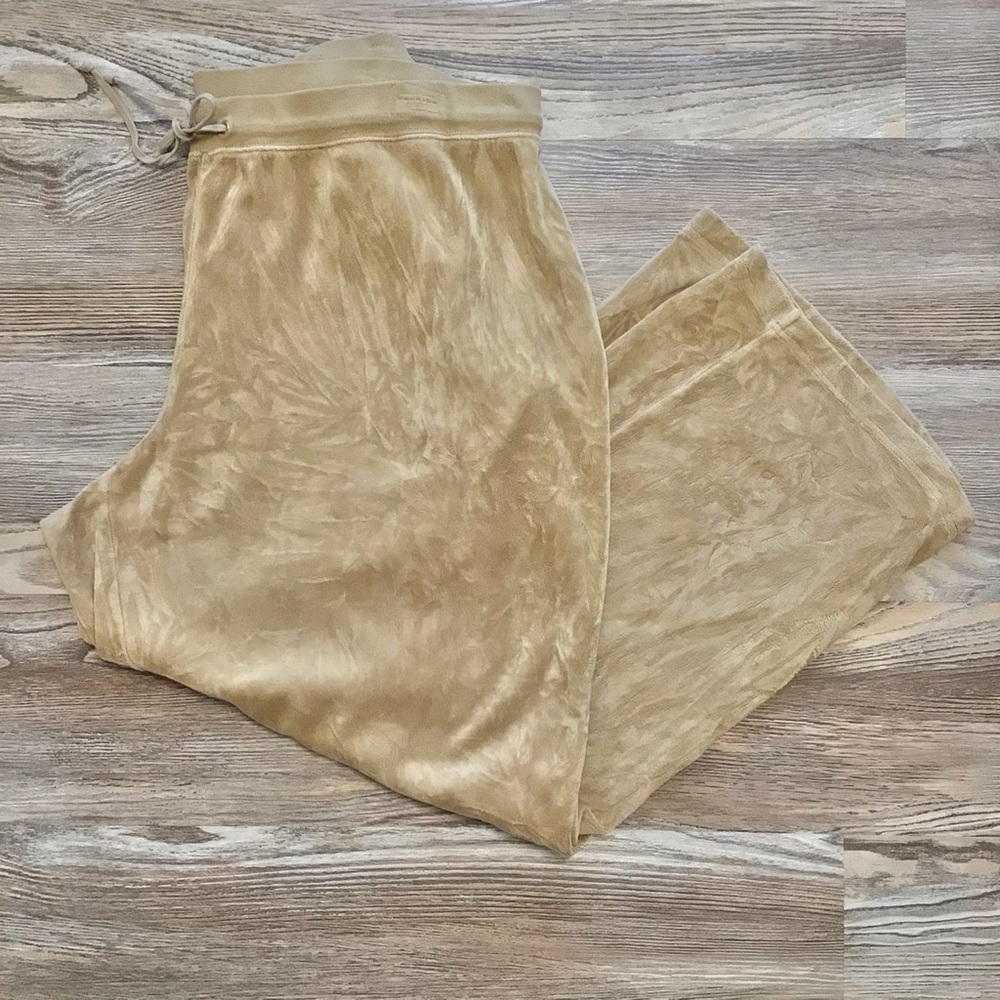 Venezia Tan Velour High Waist Pull On Crop Pants 26/28